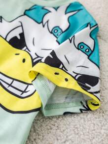 Set van 2 stuks met casual, comfortabele, stijlvolle T-shirts en shorts voor jongens met groot konijnenpatroon, geschikt voor het voorjaar en de zomer.