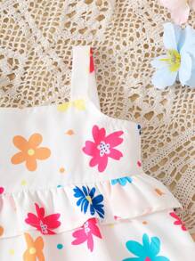 SHEIN 女婴花卉印花细肩带连体衣 - 彩色 - 查看 4