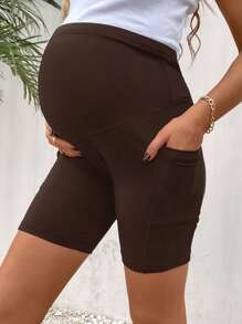 SHEIN Mallas simples de unicolor casual diario para maternidad