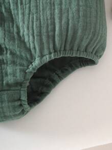 1pc Infant/Baby Boy Casual Olive Green Short Sleeve Polo Collar Button-Up Bodysuit With 2 Pockets, Suitable For Spring/Summer Outings, Lounging, And Vacation Activities, Kid Clothes,Baby Clothes, Baby Bodysuit, Baby Bodysuit, Infant Baby Boys Outfits,3M-2T - Green - View 7