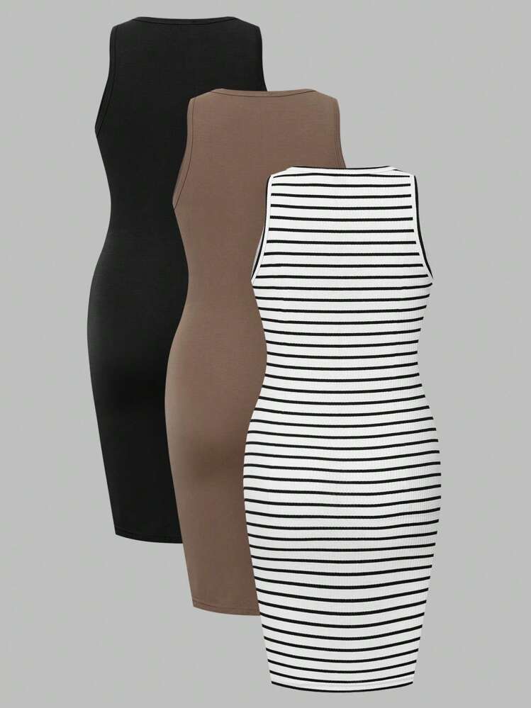 SHEIN Modmama Terhes nők kerek nyakú alkalmi cami ruha kismama ruha - Sokszínű - View 2