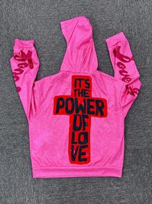 Manfinity Dauomo Men's Casual Angel Print Hoodie Sweatshirt - Pink - View 2