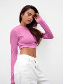 MUSERA Top de manga larga corto para vacaciones, primavera, verano y otoño, carnaval y festival - Rosa - Ver 2