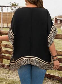 EMERY ROSE Áo kiểu dáng đơn giản, thoải mái, thường ngày, dành cho phụ nữ đi nghỉ mát, phong cách Boho, thích hợp cho mùa xuân và mùa hè. - màu đen - Xem 2