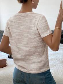 Siren Gaze Women's Tie-Dye Round Neck Casual Loose Short Sleeve T-Shirt,Waffle Texture Top,Solid Color Summer T-Shirt,For Daily Wear