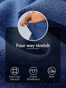Flexra Jeans casual attillati in denim elasticizzato blu di taglia comoda per donna