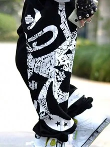 Manfinity Dauomo Men's Fashion Loose Fit Sports Pants Hiphop Casual Relaxed Long Trousers Streetwear - Multicolor - View 2