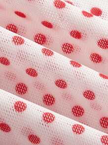 SHEIN EZwear 女士圆点印花长袖荷叶边时尚衬衫 - 彩色 - 查看 4