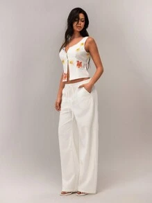 Forever 21 Áo ba lỗ không tay cổ vuông ren mới mùa xuân gợi cảm giản dị dành cho nữ đi nghỉ - Nhiều màu - Xem 4