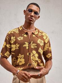 AKNOTIC Business Casual Men's Form-Fitting Revere Collar Open Front Short Sleeve Knitted Top, Suitable For Everyday Wear - Multicolor - View 4