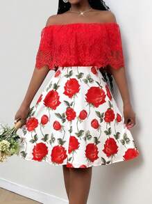 Lyxana Vestido elegante con estampado de encaje, Día de San Valentín