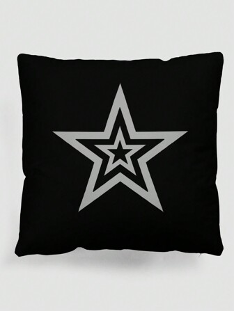Grunge Punk 1 Stück Plüsch bedruckter quadratischer Kissenbezug mit Sternenmuster, ohne Kissenfüllung, geeignet für Wohnzimmer, Schlafzimmer, Heimdekoration, Sofakissen, Autokissen, ganzjährig
