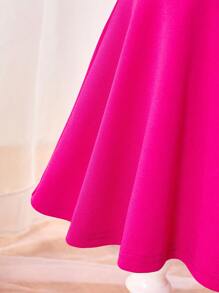 SHEIN Babygirl 可爱粉色短袖连衣裙，夏季 - 玫紅色 - 查看 8