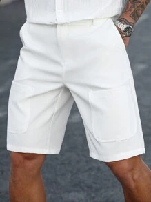 Manfinity Homme Short bermuda décontracté, droit et ample de Manfinity. Mode et polyvalent, short blanc pour hommes. - Blanc - Voir 6