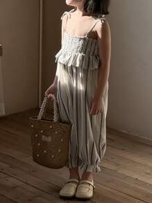 DAZY Young Girl Minimalist Fashion Casual Daily Jumpsuit,Girls Summer Outfits - White - View 3