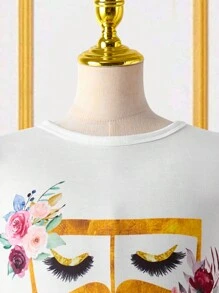 SHEIN Tween Girl Short Sleeve Top And A-Line Skirt 2pcs Set, Minimalist Fashion Casual Daily Outfit - Multicolor - View 5