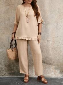 EMERY ROSE 复古乡村纹理面料 2 件套大码女士春夏装