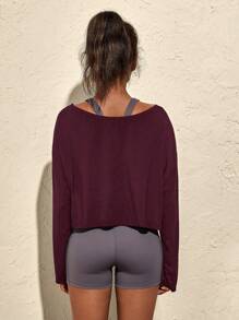 VARSITIE Maglie e canotte sportive da donna a maniche lunghe, colore unito, attillate, per attività all'aperto