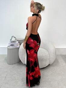 Firerie Robe fourreau élégante et minimaliste avec un décolleté dans le dos, imprimé abstrait, sexy, convient pour les rendez-vous, les fêtes, les festivals de musique et les vacances de la Saint-Valentin - Multicolore - Voir 7