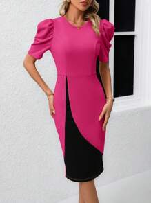 SHEIN Clasi 女士休闲简约时尚日常连衣裙 - 玫紅色 - 查看 6