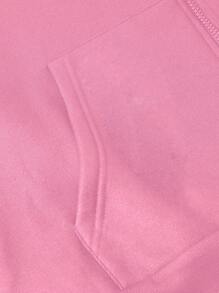 Manfinity Campus Court Áo nỉ trùm đầu có khóa kéo in chữ thường ngày dành cho nam, áo hoodie màu hồng - Hồng - Xem 4