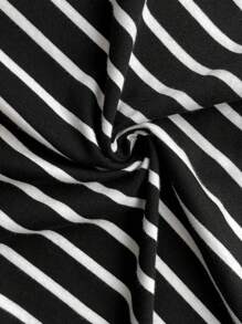 SHEIN Maternity & Nursing Casual Dress, Simple And Fashionable For Daily Wear - Black and White - View 6