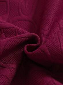 年轻男孩休闲字母和跑马图案高领运动衫，适合秋冬季 - 酒紅色 - 查看 4