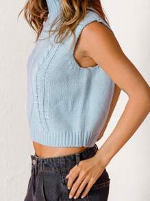 Aralina Blue Cable Knit Holiday Sleeveless Vest