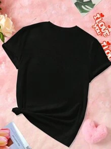 Calvaya Tiger With Bubblegum Graphic Print Plus-Size T-Shirt, Short Sleeve Crew Neck Casual Top For Summer & Spring, Women's Clothing