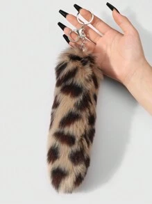 ROMWE Grunge Punk 1 pièce Porte-clés/Charm de sac style vintage délicat haut de gamme Y2K marron à imprimé fausse fourrure de guépard. Convient pour le port quotidien des femmes, cadeau pour les fêtes