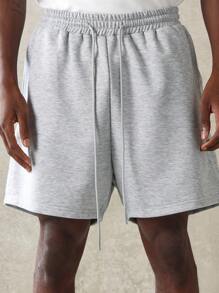 SUMWON Luxury Drop Crotch Athletic Shorts Premium Fleece Sweatshorts Casual Workout Performance Loungewear With Drawstring Elastic Waist Urban Streetwear Training Sports - Light Grey - View 6