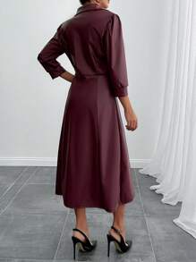 EURMUSE SEIZOENSTRENDKLEUR BORDEAUX LANGE JURK MET DETAILS VOORAAN - Bordeaux - Bekijken 2