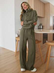SHEIN Tall WOMAN COSY TWO PIECES LOUNGEWEAR WITH DOUBLE SIDE ZIPPER