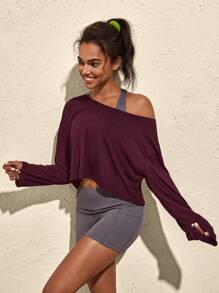 VARSITIE Maglie e canotte sportive da donna a maniche lunghe, colore unito, attillate, per attività all'aperto