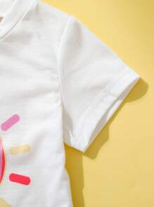Babymeisje/jongen 0-3 jaar Lente/zomer schattig zon baby print korte mouw T-shirt en flare broek 2-delige set
