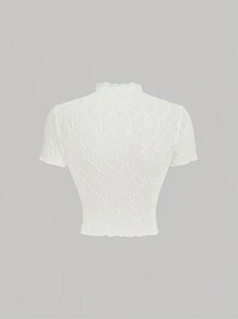 SHEIN MOD Women's Solid Color Stand Collar Short Sleeve Simple Casual Top - Apricot - View 2