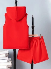 SHEIN 2 pièces/Set sweat-shirt à capuche et short imprimé lettre pour garçon préadolescent