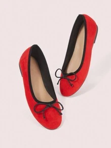 CUCCOO DOLLMOD Women's Casual Flat Shoes With Bow Decor & Contrast Color Spring Shoes Spring Break Easter - Red - View 2