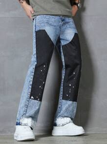 SHEIN Explorewe Quần jeans ống đứng ôm màu xám đậm in họa tiết 3D thời trang Âu Mỹ cho bé trai tuổi teen - Rửa trung bình - Xem 6