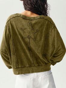 Bohemela 休闲纯色针织圆领长袖宽松女士 T 恤