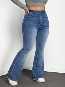 SHEIN ICON Plus Size Casual Simple Fashion Denim Jeans, Everyday Wear