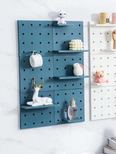 1pc/4pcs Solid Color Desk Organizer, Self-Adhesive/Wall-Mounted Bracket For Office, School, Student, LiGo Pegboard Shelf Suitable For Living Room, Kitchen, Bedroom, And Partition Walls (The Main Picture Shows A Combination Of 4 Sets) Back To School