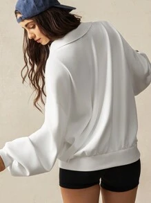 VARSIVA Long Sleeve Workout Top Hollow And Loose Women Sports Sweatshirts - White - View 2