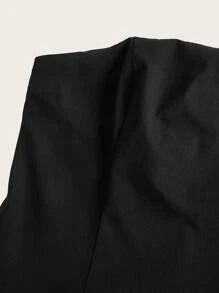 SHEIN EZwear Plus Size Zwarte Strapless Mini Jurk Met Geplooide, Rekbare Stof, Wordt Geleverd Met PU Tailleband, Lente/Zomer - Zwart - Bekijken 4