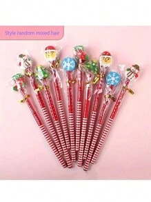 20/30/40/15/10 chiếc Bút chì đầu tẩy hoạt hình Giáng sinh, Bút chì văn phòng phẩm sáng tạo cho học sinh tiểu học, [Kiểu tam giác và tròn ngẫu nhiên] [Tẩy, Gọt bút chì, Màu sắc và kiểu dáng ngẫu nhiên], Bút chì Giáng sinh, Giáng sinh, Văn phòng phẩm Giáng sinh - Nhiều màu - Xem 1