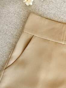 INAWLY Quần short túi đơn sắc thường ngày dành cho nữ, đa năng - Màu Khaki - Xem 3