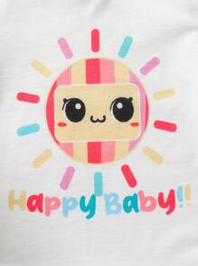 Babymeisje/jongen 0-3 jaar Lente/zomer schattig zon baby print korte mouw T-shirt en flare broek 2-delige set