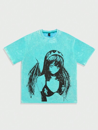 Anime Men's Anime Round Neck Short Sleeve Figure Print Casual T-Shirt For Daily Wear