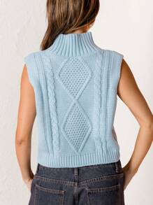 Aralina Blue Cable Knit Holiday Sleeveless Vest