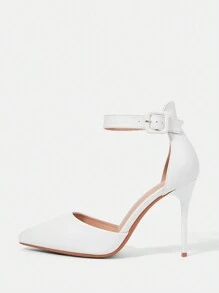 CUCCOO CHICEST Women's Pointed Toe Slim High Heel White Pumps Spring Shoes - White - View 3